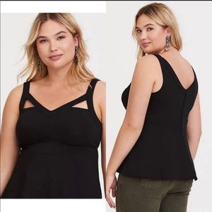 Torrid plus size womens black tank top. Body con with cutouts size 3 NWT